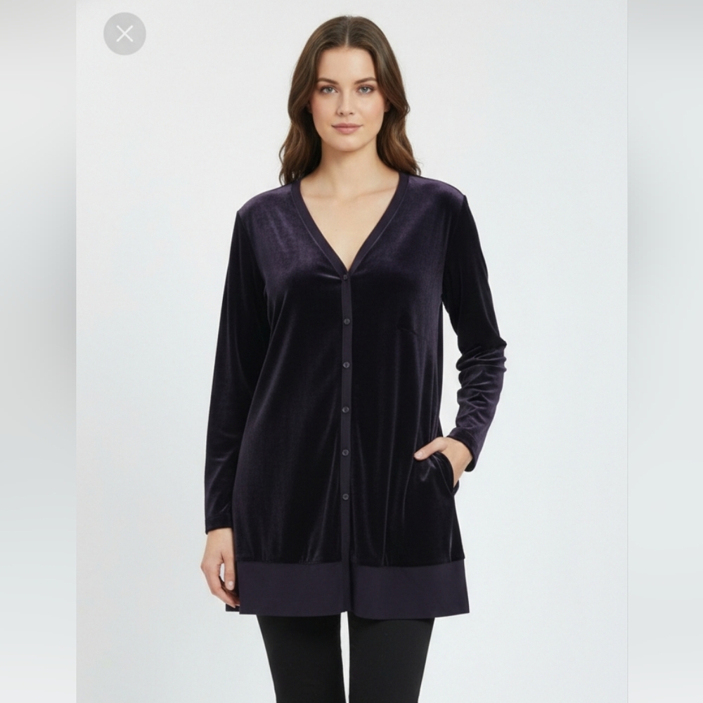 Vintage Venezia Cardigan Purple Velour Goth Grunge Boho Punk 14/16